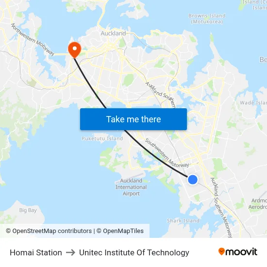 Homai Station to Unitec Institute Of Technology map