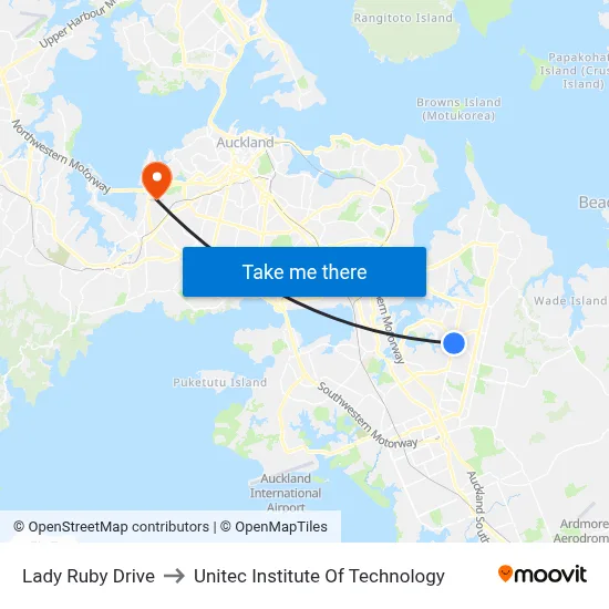 Lady Ruby Drive to Unitec Institute Of Technology map