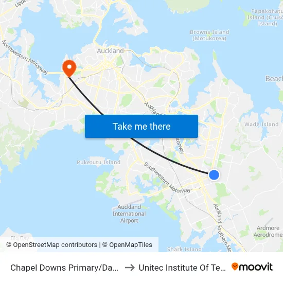 Chapel Downs Primary/Dawson Road to Unitec Institute Of Technology map