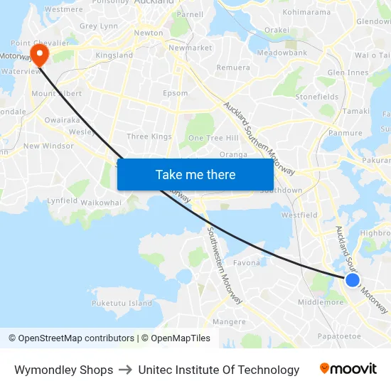 Wymondley Shops to Unitec Institute Of Technology map