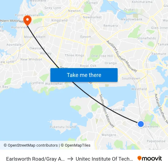 Earlsworth Road/Gray Avenue to Unitec Institute Of Technology map