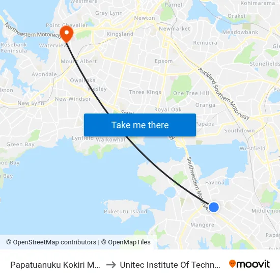 Papatuanuku Kokiri Marae to Unitec Institute Of Technology map