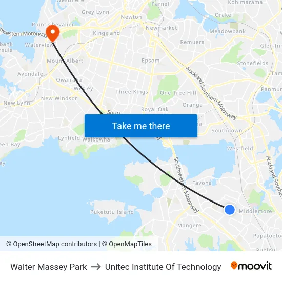 Walter Massey Park to Unitec Institute Of Technology map