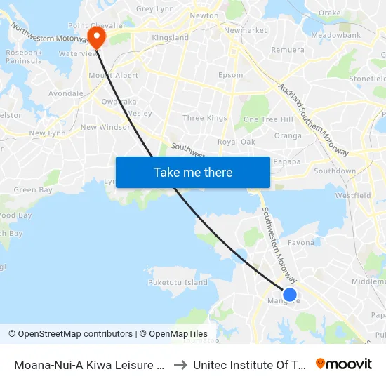Moana-Nui-A Kiwa Leisure Centre Pools to Unitec Institute Of Technology map