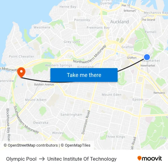 Olympic Pool to Unitec Institute Of Technology map