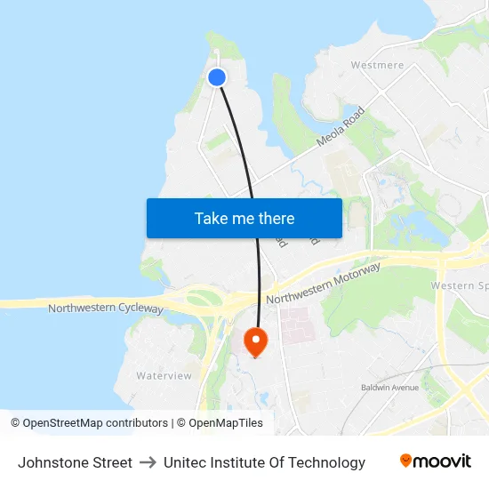 Johnstone Street to Unitec Institute Of Technology map