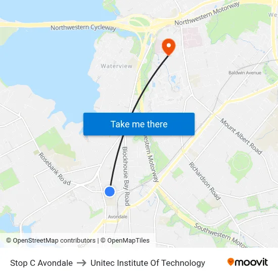 Stop C Avondale to Unitec Institute Of Technology map