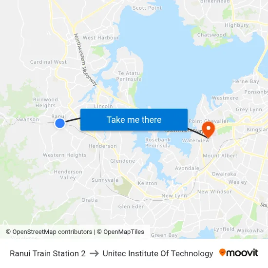Ranui Train Station 2 to Unitec Institute Of Technology map