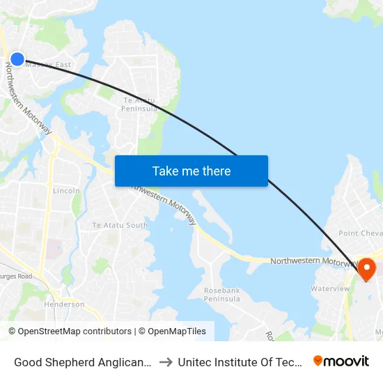 Good Shepherd Anglican Church to Unitec Institute Of Technology map