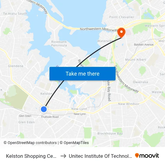 Kelston Shopping Centre to Unitec Institute Of Technology map