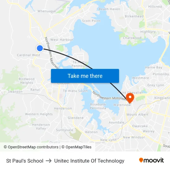 St Paul's School to Unitec Institute Of Technology map