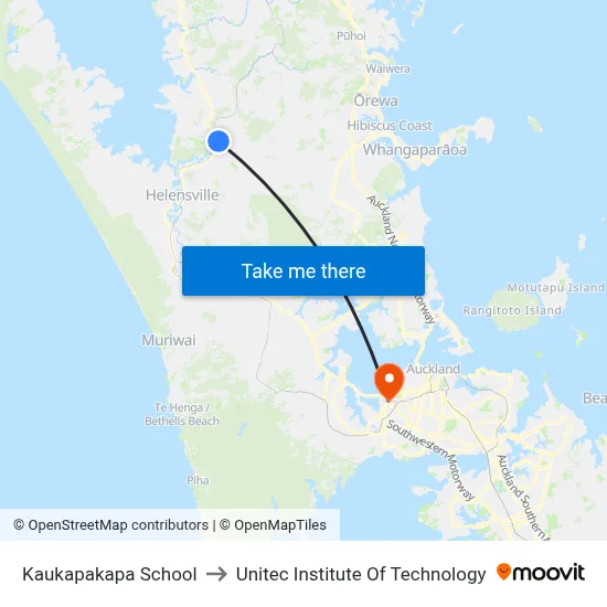 Kaukapakapa School to Unitec Institute Of Technology map