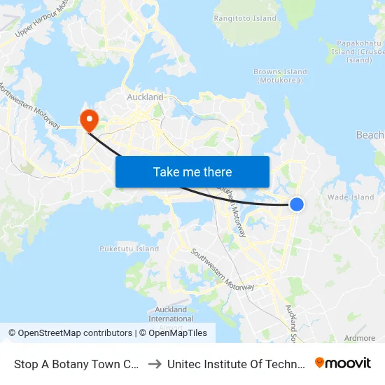 Stop A Botany Town Centre to Unitec Institute Of Technology map