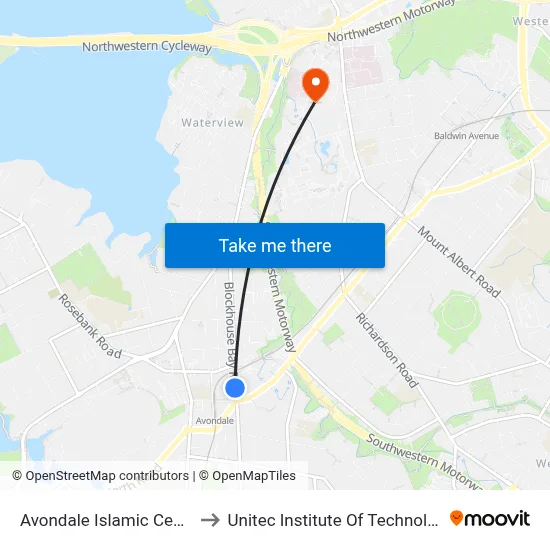 Avondale Islamic Centre to Unitec Institute Of Technology map