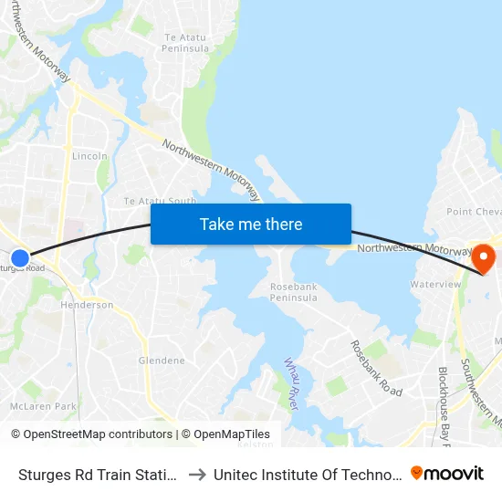 Sturges Rd Train Station 2 to Unitec Institute Of Technology map
