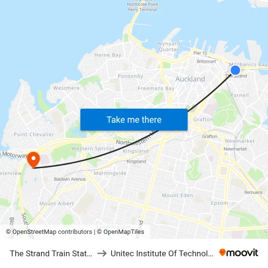 The Strand Train Station to Unitec Institute Of Technology map