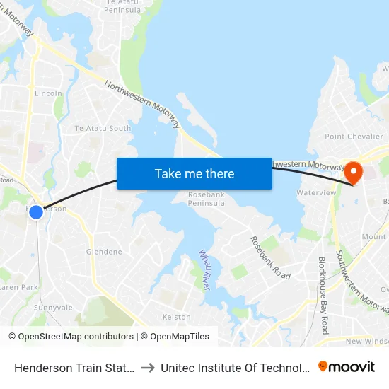Henderson Train Station to Unitec Institute Of Technology map
