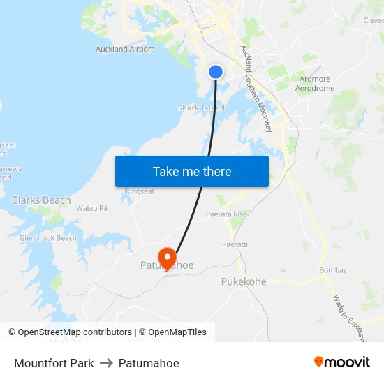 Mountfort Park to Patumahoe map
