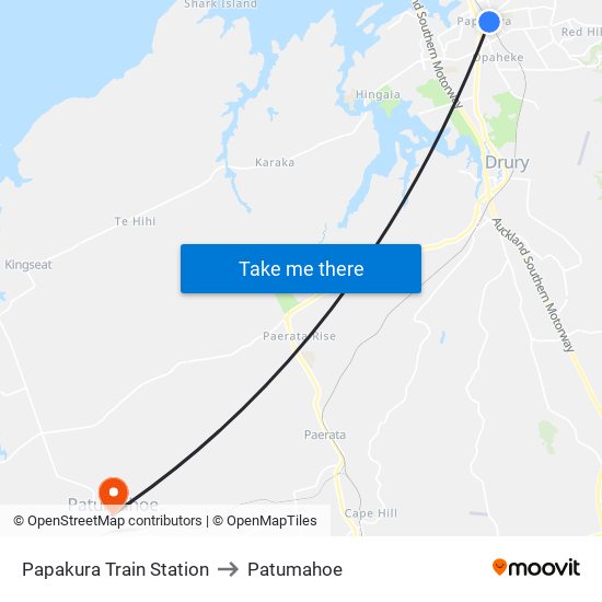Papakura Train Station to Patumahoe map