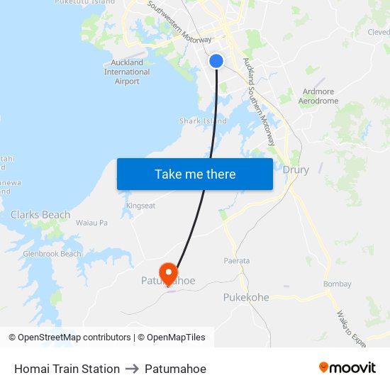 Homai Train Station to Patumahoe map