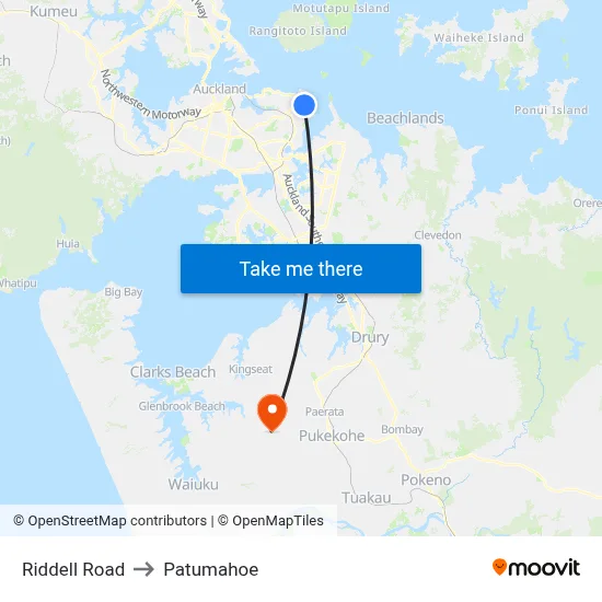 Riddell Road to Patumahoe map