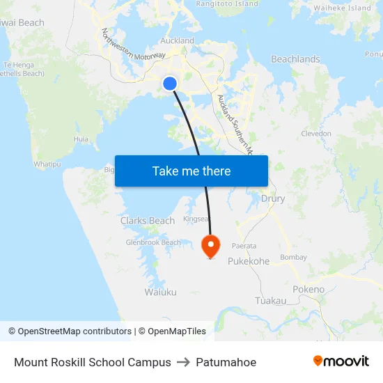 Mount Roskill School Campus to Patumahoe map