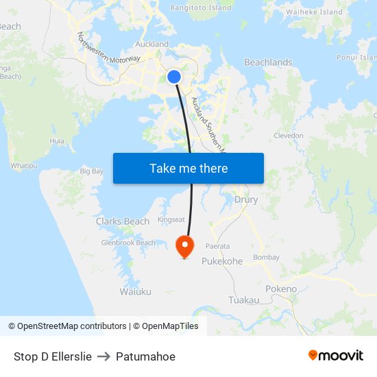 Stop D Ellerslie to Patumahoe map