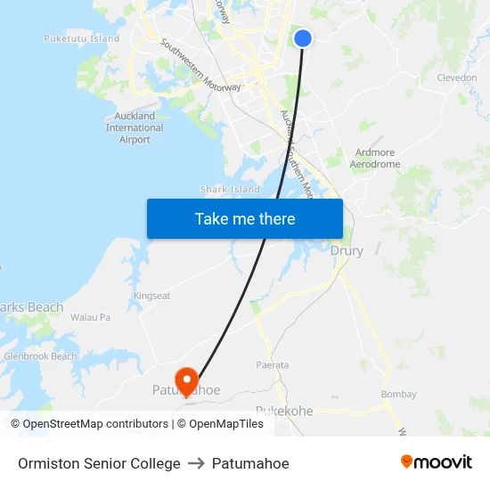 Ormiston Senior College to Patumahoe map