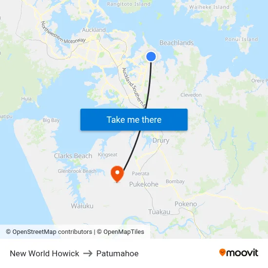 New World Howick to Patumahoe map