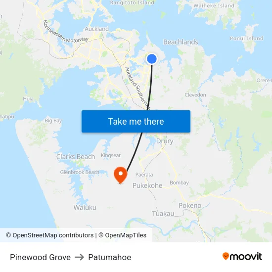 Pinewood Grove to Patumahoe map