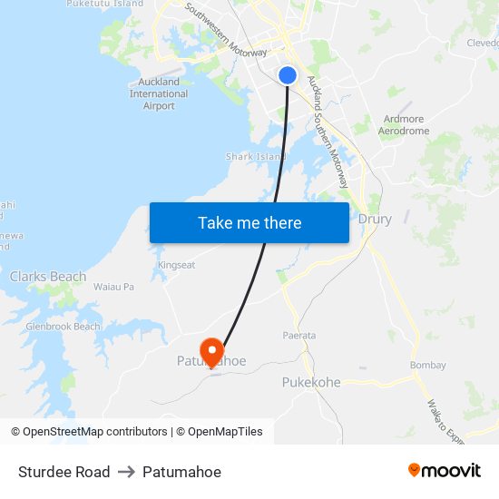 Sturdee Road to Patumahoe map