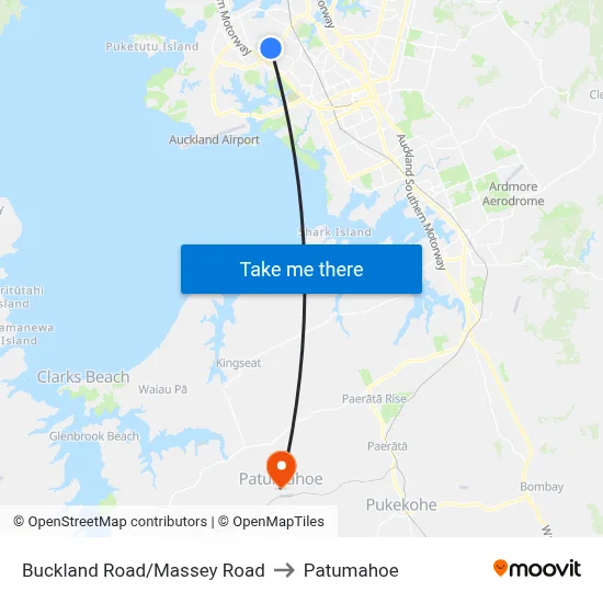 Buckland Road/Massey Road to Patumahoe map