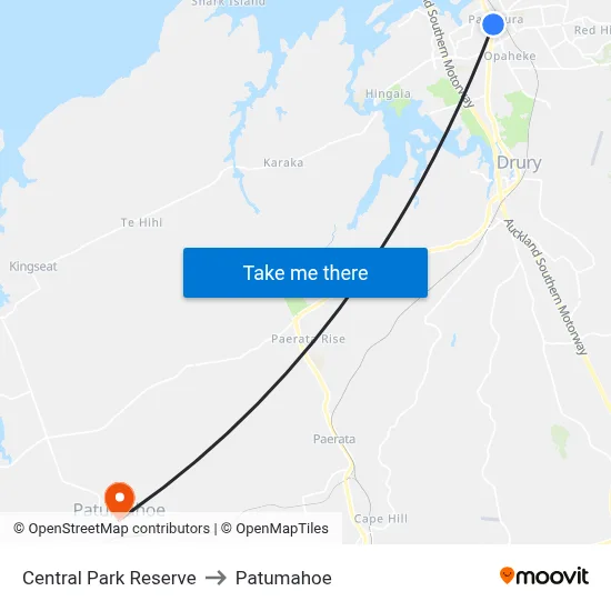 Central Park Reserve to Patumahoe map