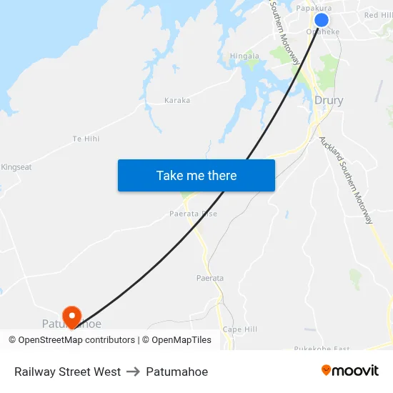 Railway Street West to Patumahoe map