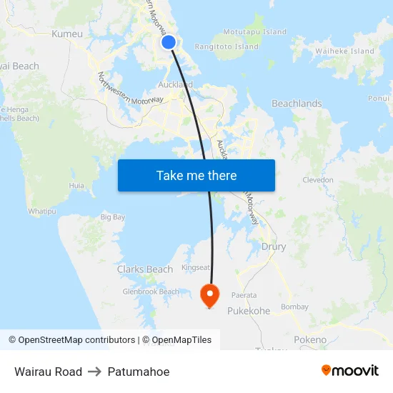 Wairau Road to Patumahoe map