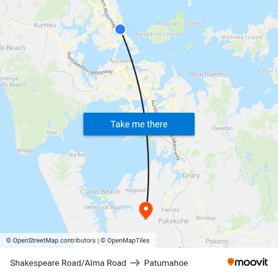 Shakespeare Road/Alma Road to Patumahoe map