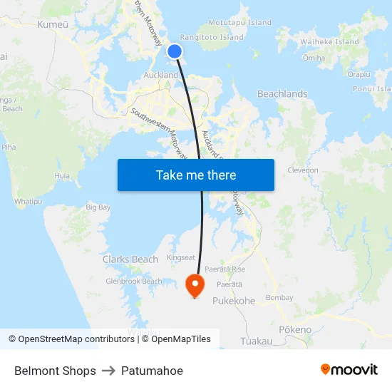 Belmont Shops to Patumahoe map
