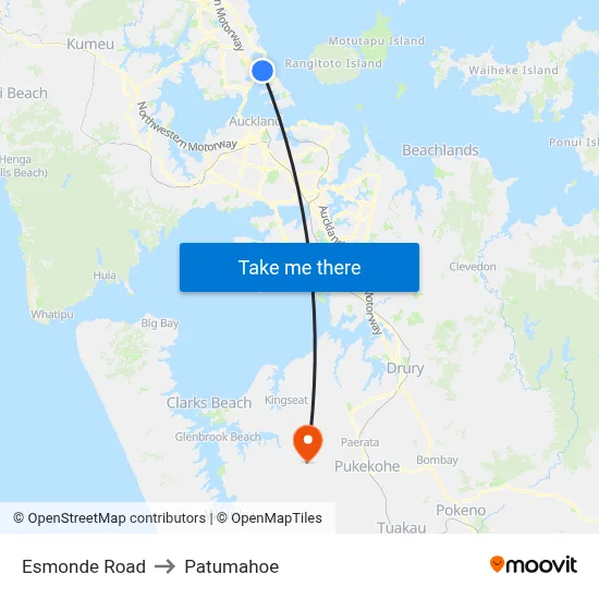 Esmonde Road to Patumahoe map