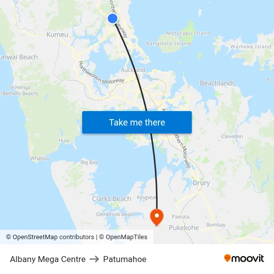 Albany Mega Centre to Patumahoe map