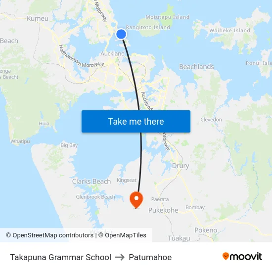 Takapuna Grammar School to Patumahoe map