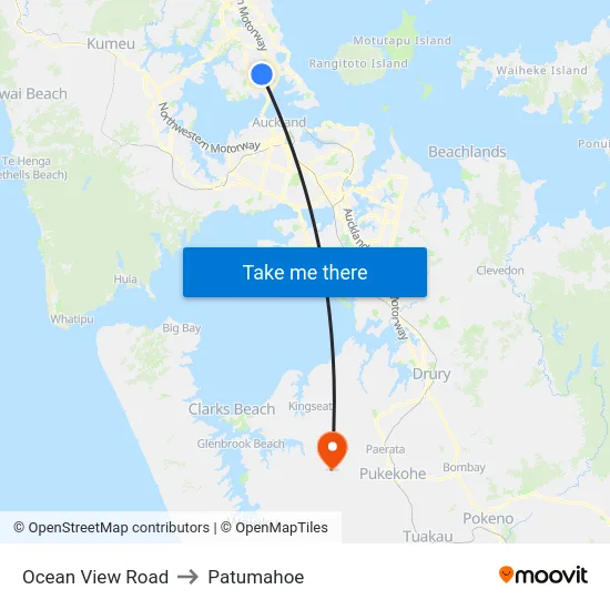 Ocean View Road to Patumahoe map