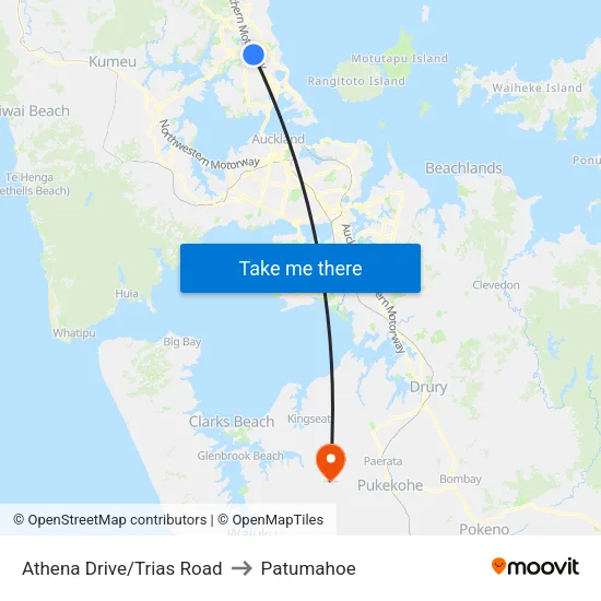 Athena Drive/Trias Road to Patumahoe map