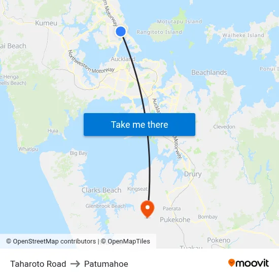 Taharoto Road to Patumahoe map