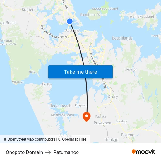 Onepoto Domain to Patumahoe map
