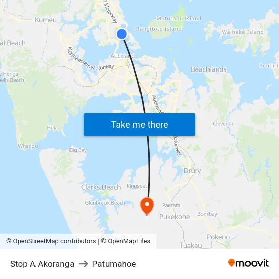 Stop A Akoranga to Patumahoe map
