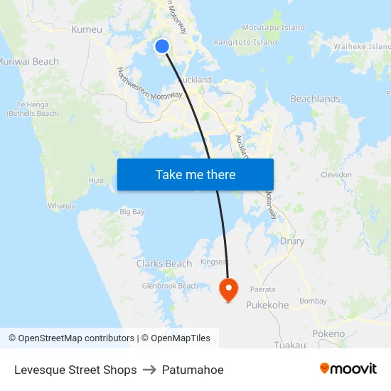Levesque Street Shops to Patumahoe map