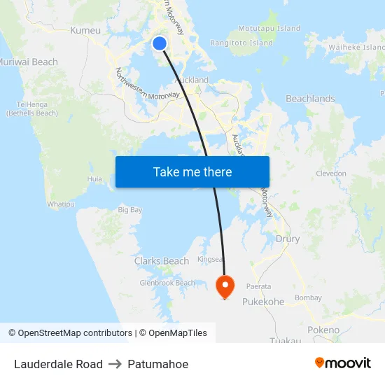 Lauderdale Road to Patumahoe map