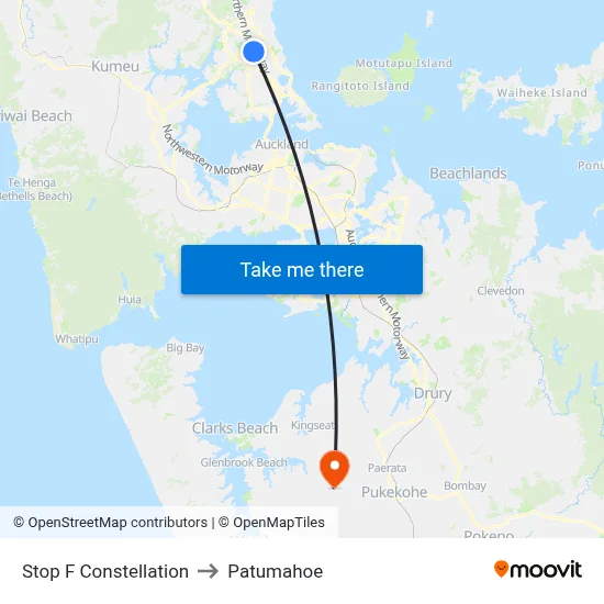 Stop F Constellation to Patumahoe map