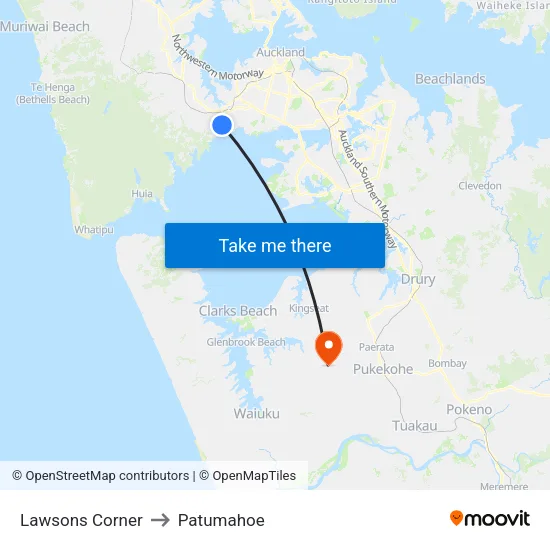 Lawsons Corner to Patumahoe map