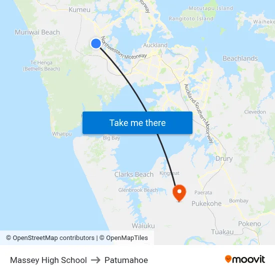 Massey High School to Patumahoe map